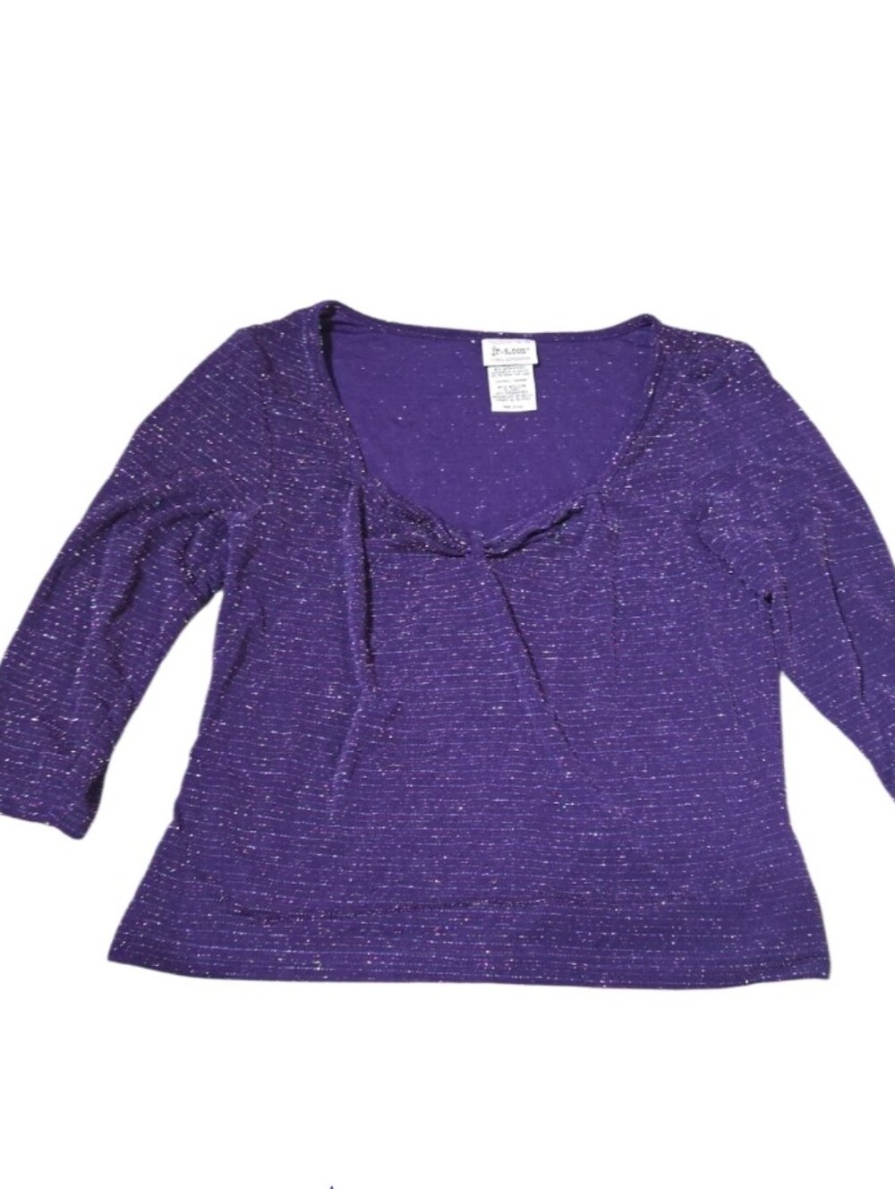 Vtg Jrs Lg Purple Glitter Stretch Knit Scoop Neck Top